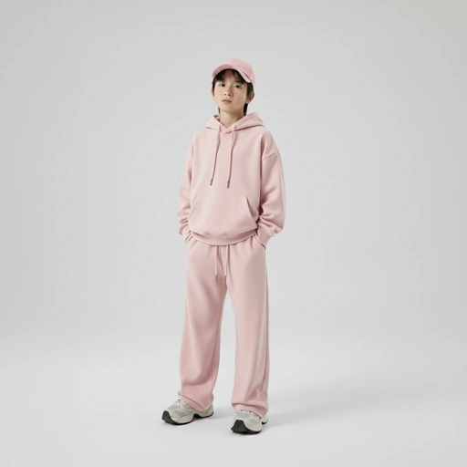 Celana Sweatpants Loose Baggy Anak Fleece Dusty Pink
