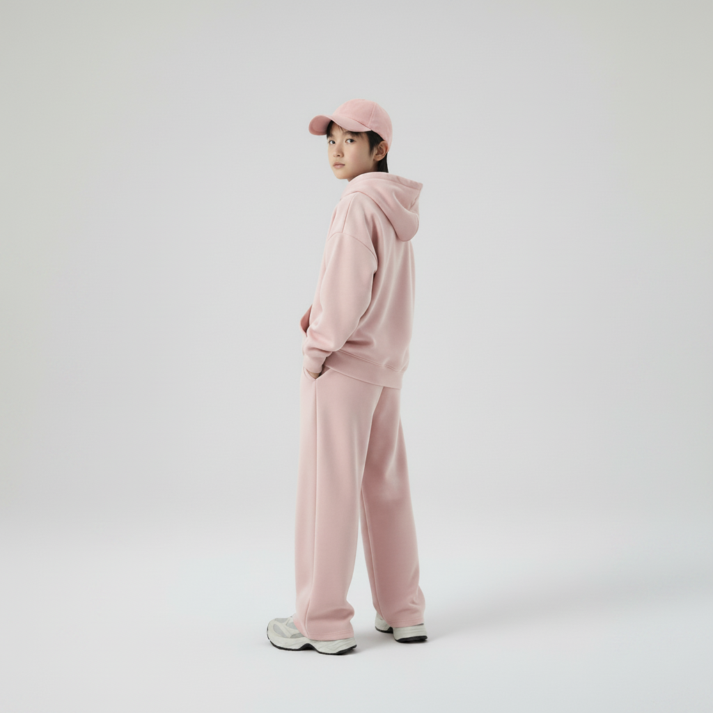 Celana Sweatpants Loose Baggy Anak Fleece Dusty Pink