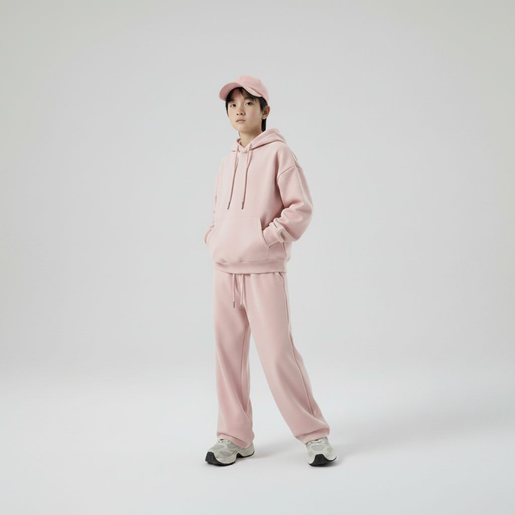 Celana Sweatpants Loose Baggy Anak Fleece Dusty Pink