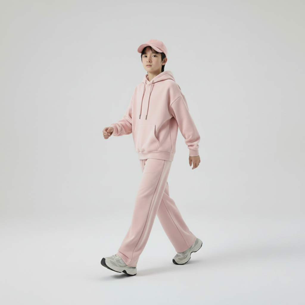 Celana Sweatpants Loose Baggy Anak Fleece Dusty Pink