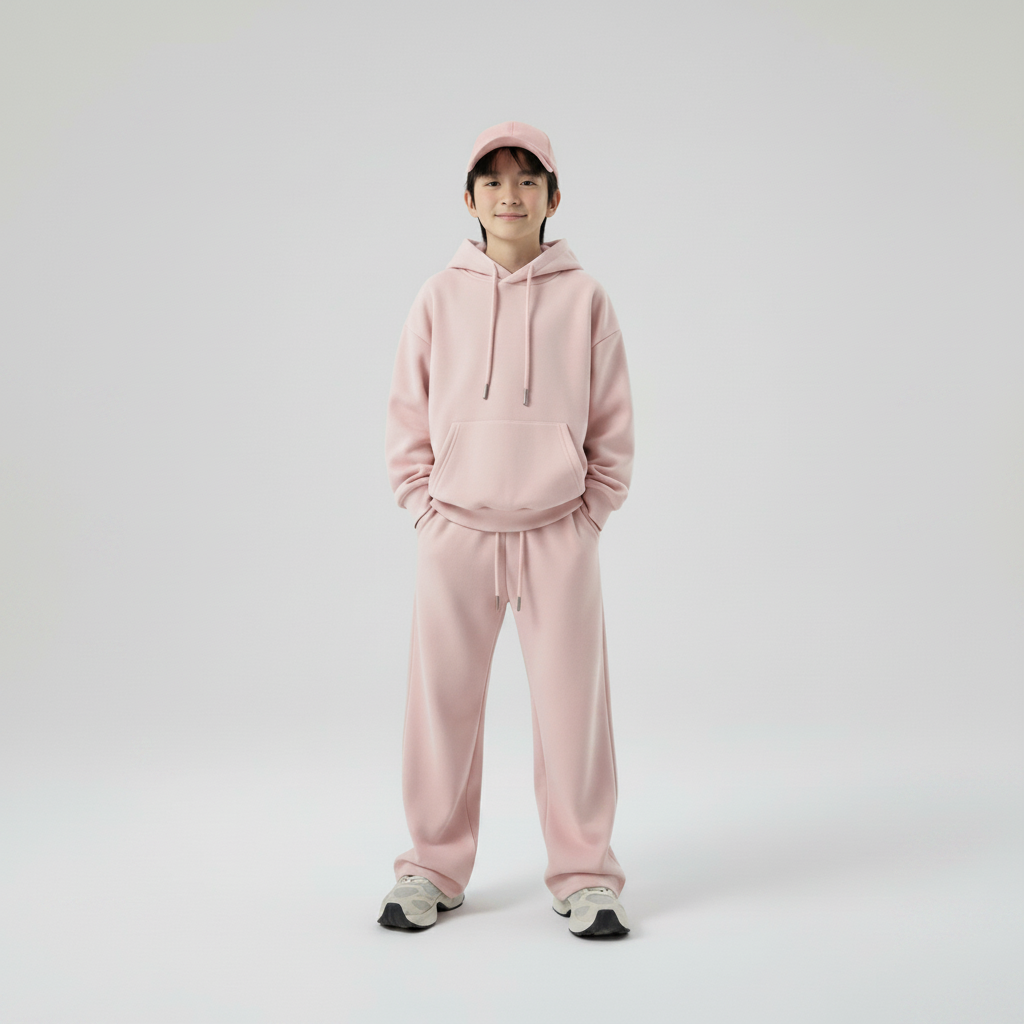 Celana Sweatpants Loose Baggy Anak Fleece Dusty Pink