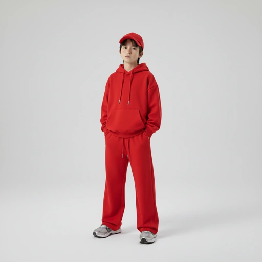 Celana Sweatpants Loose Baggy Anak Fleece Merah