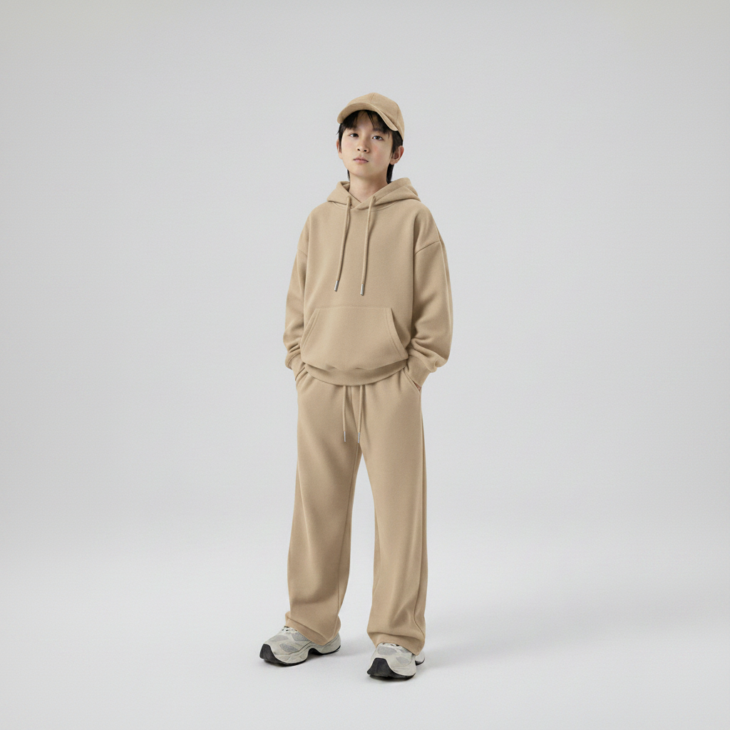 Celana Sweatpants Loose Baggy Anak Fleece Cappucino