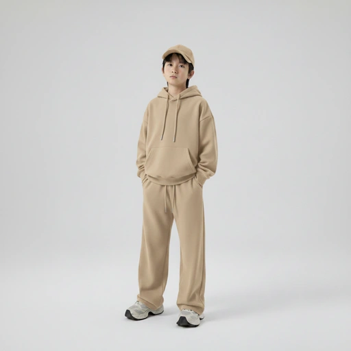 Celana Sweatpants Loose Baggy Anak Fleece Cappucino