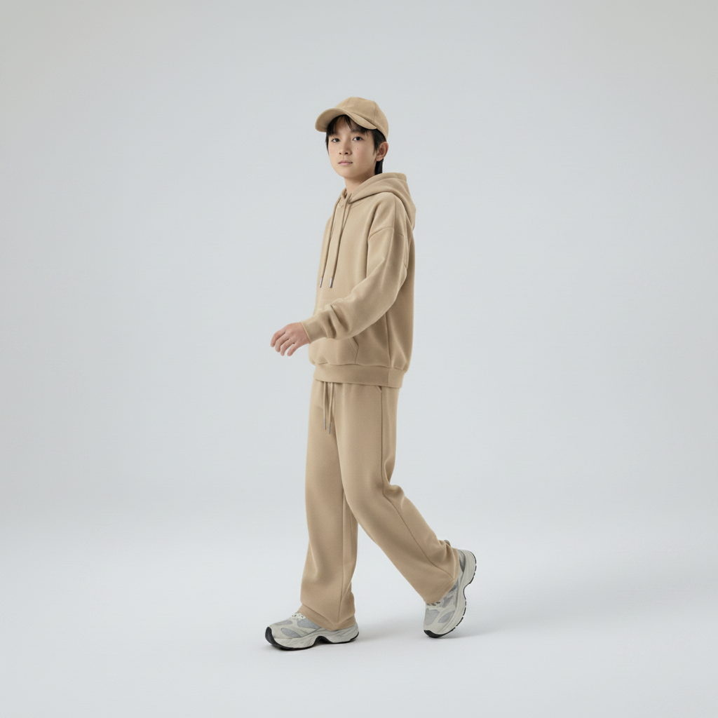 Celana Sweatpants Loose Baggy Anak Fleece Cappucino