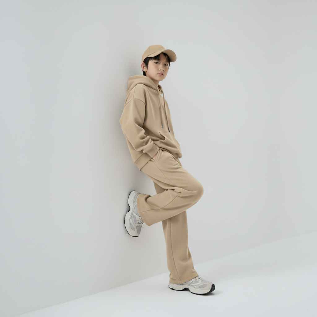 Celana Sweatpants Loose Baggy Anak Fleece Cappucino