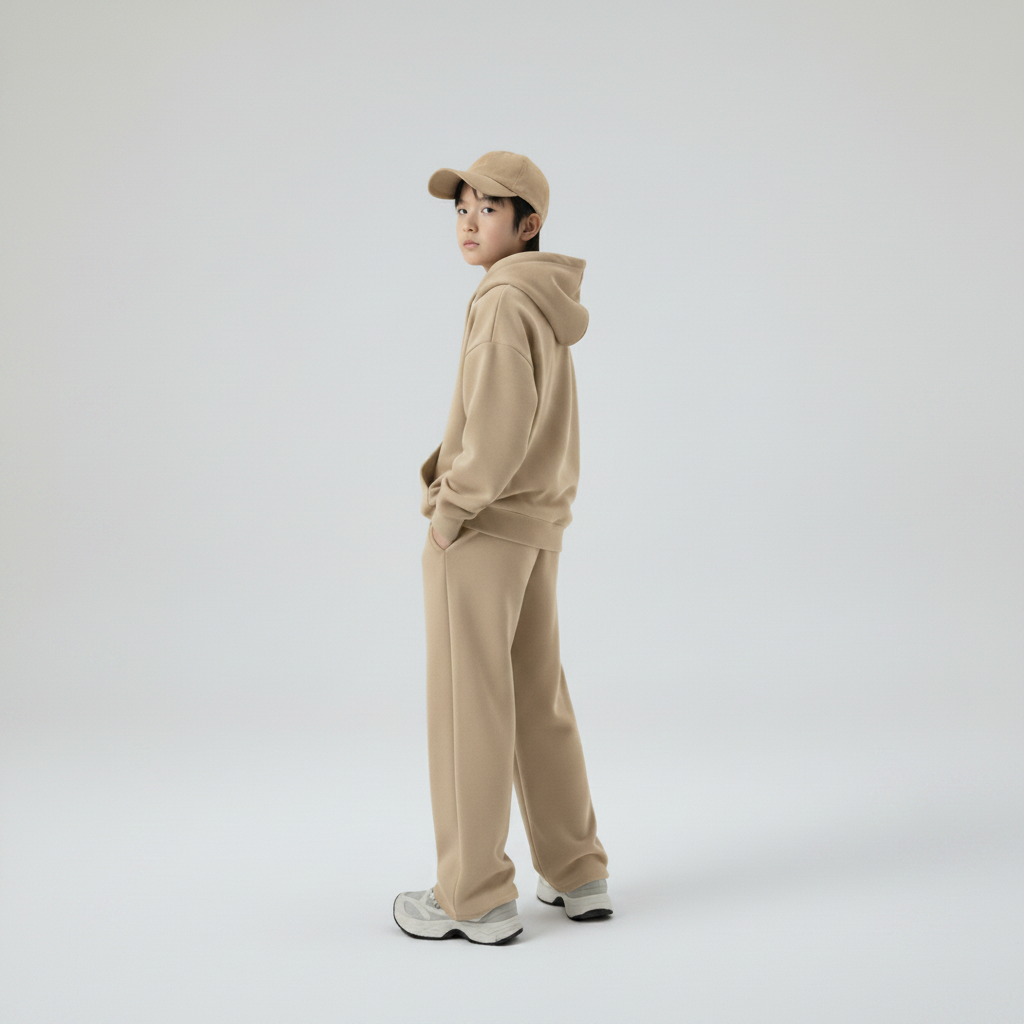 Celana Sweatpants Loose Baggy Anak Fleece Cappucino