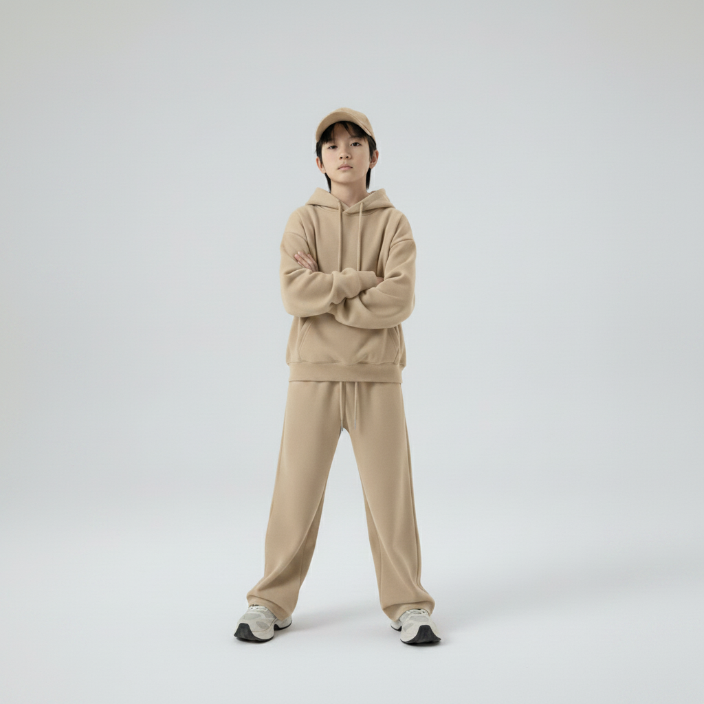 Celana Sweatpants Loose Baggy Anak Fleece Cappucino