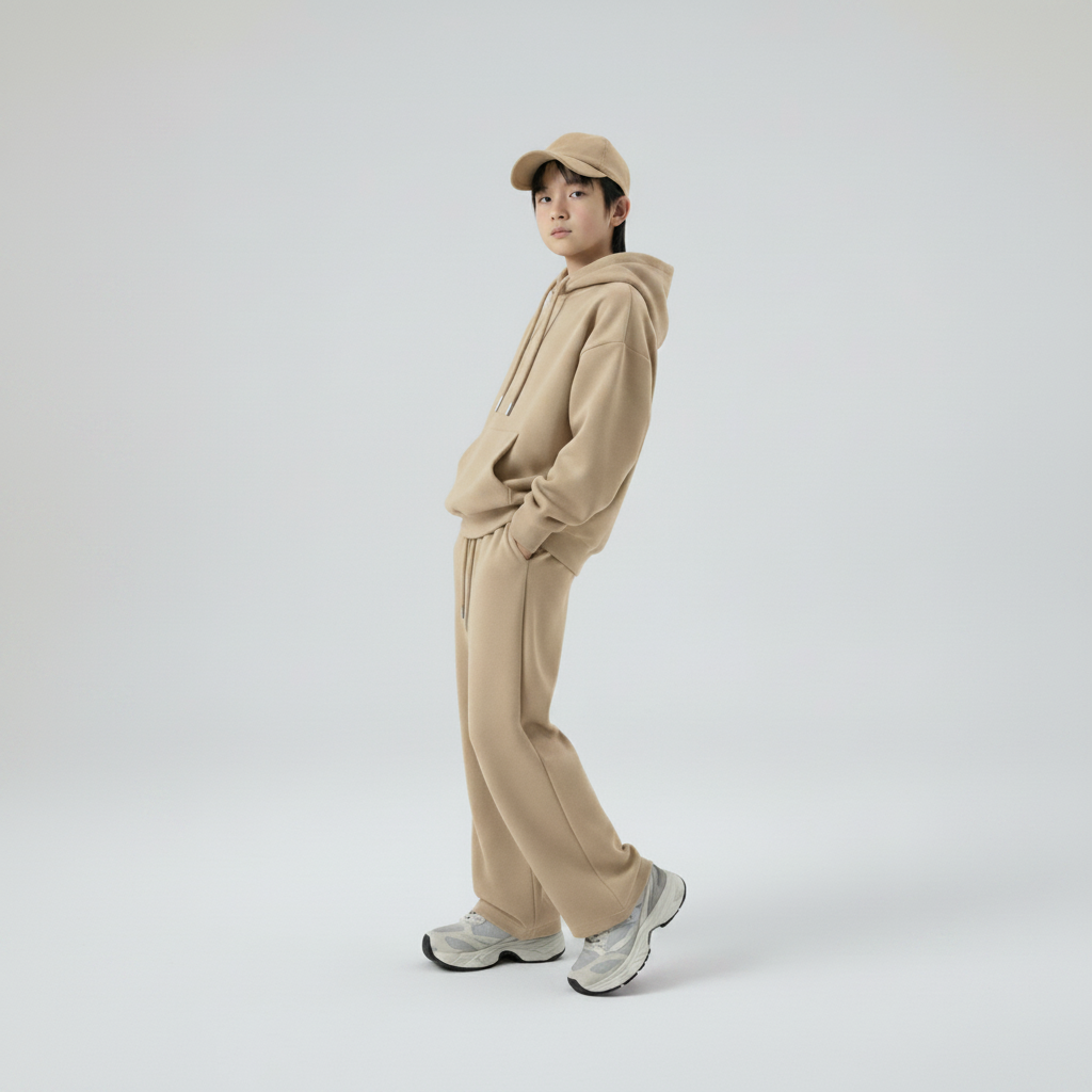 Celana Sweatpants Loose Baggy Anak Fleece Cappucino
