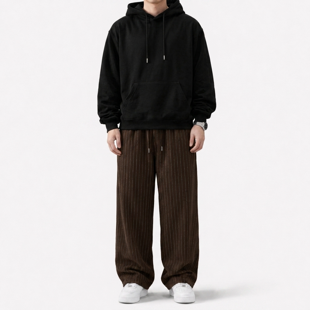 Celana Panjang Loose Baggy Stripe Coklat Kopi