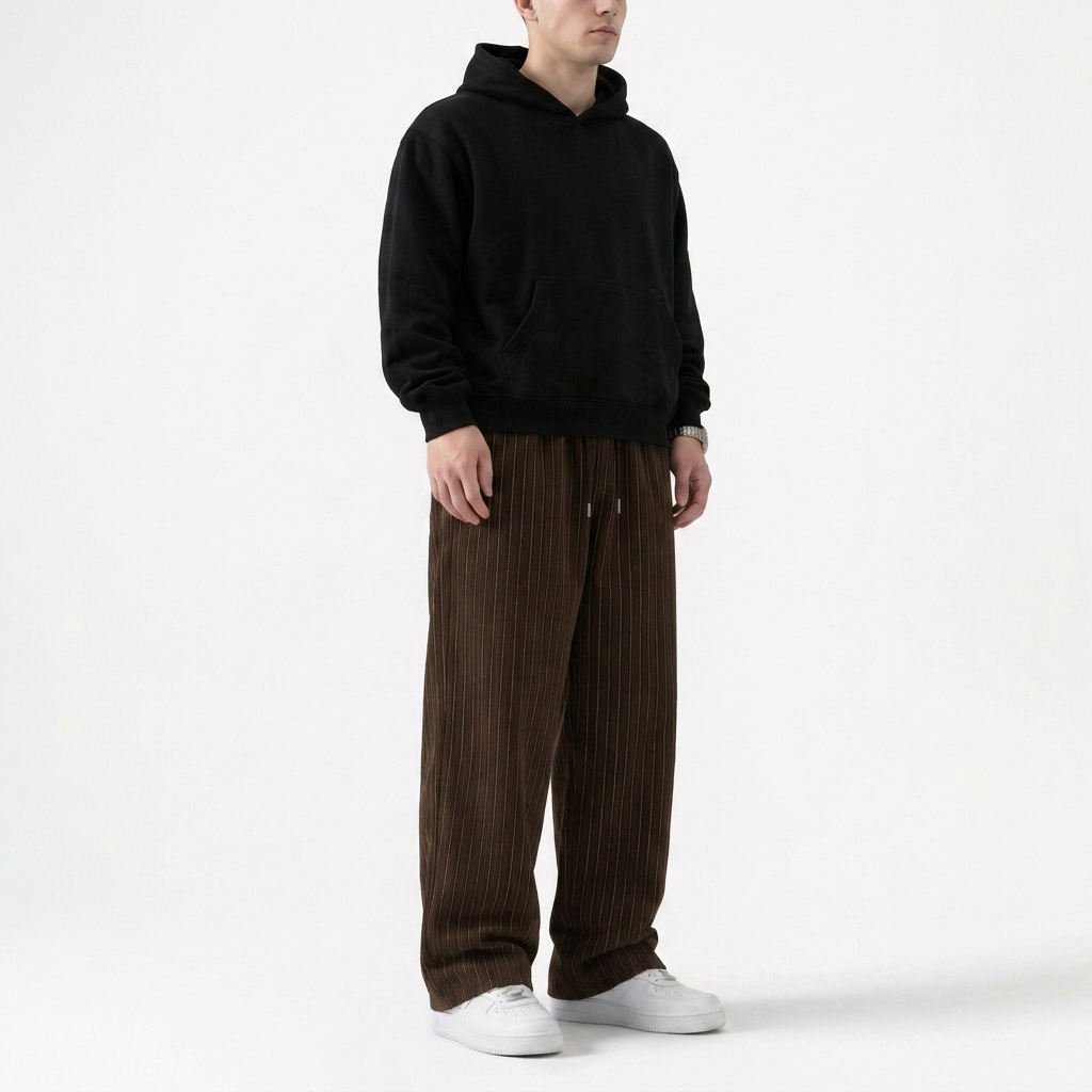 Celana Panjang Loose Baggy Stripe Coklat Kopi