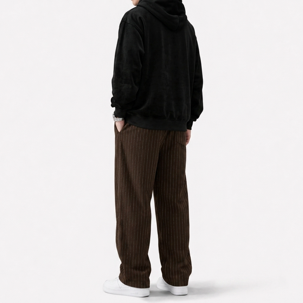 Celana Panjang Loose Baggy Stripe Coklat Kopi