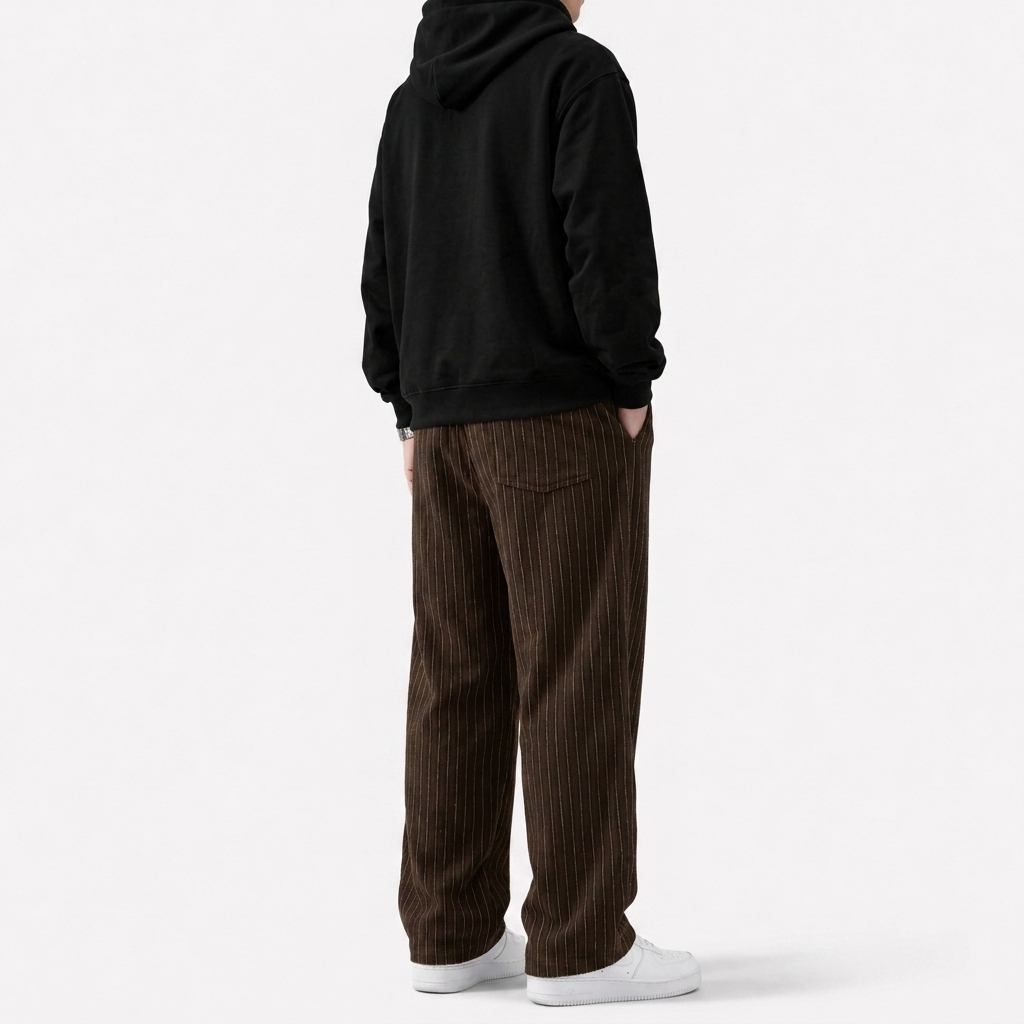 Celana Panjang Loose Baggy Stripe Coklat Kopi