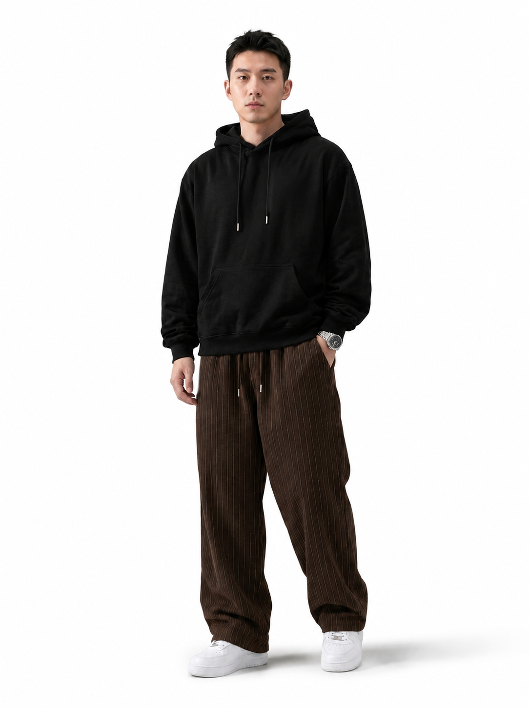 Celana Panjang Loose Baggy Stripe Coklat Kopi