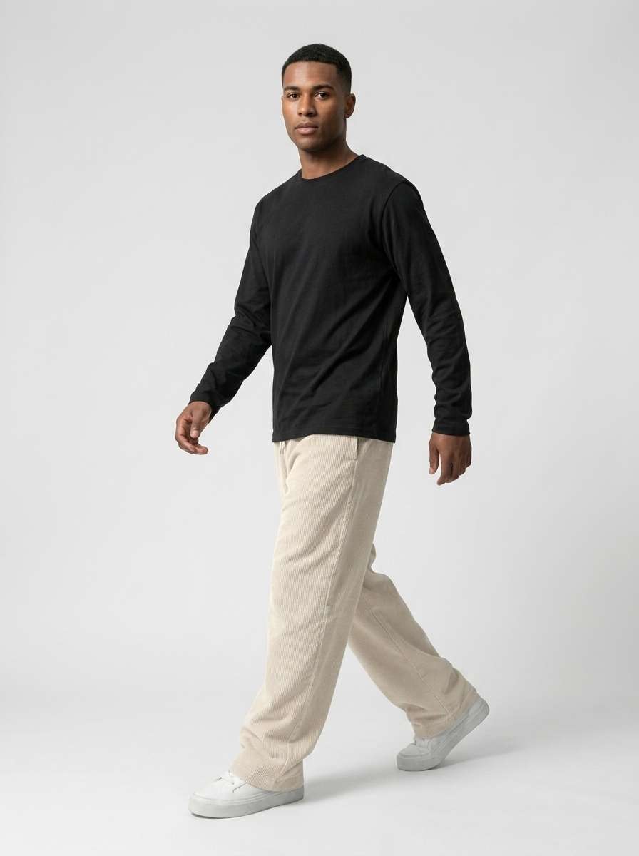 Celana Panjang Loose Baggy Corduroy Cream