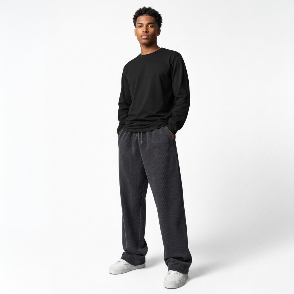 Celana Panjang Loose Baggy Corduroy Dark grey