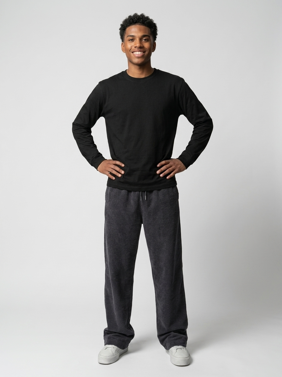 Celana Panjang Loose Baggy Corduroy Dark grey