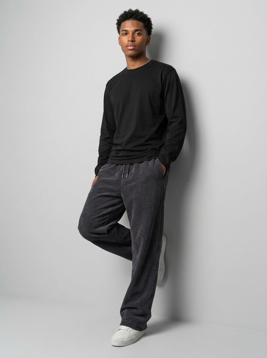 Celana Panjang Loose Baggy Corduroy Dark grey