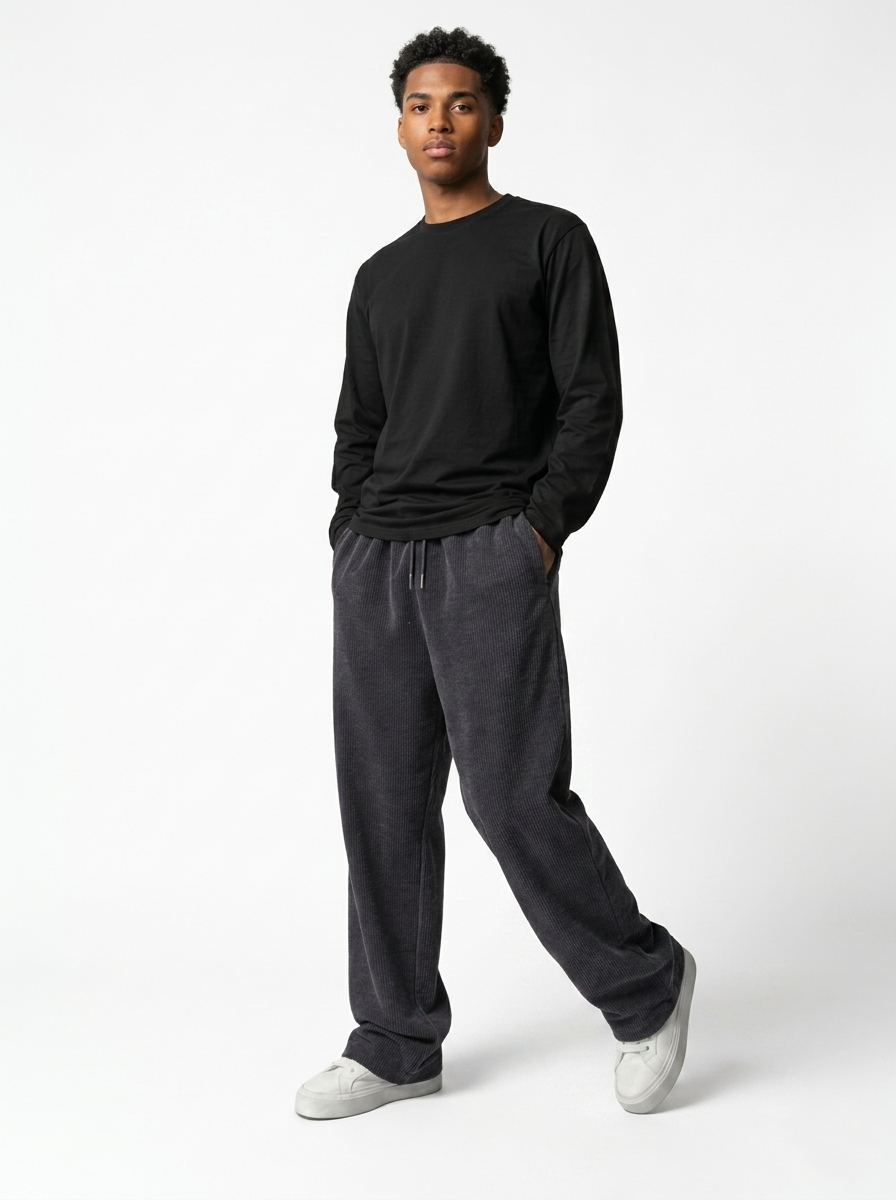 Celana Panjang Loose Baggy Corduroy Dark grey