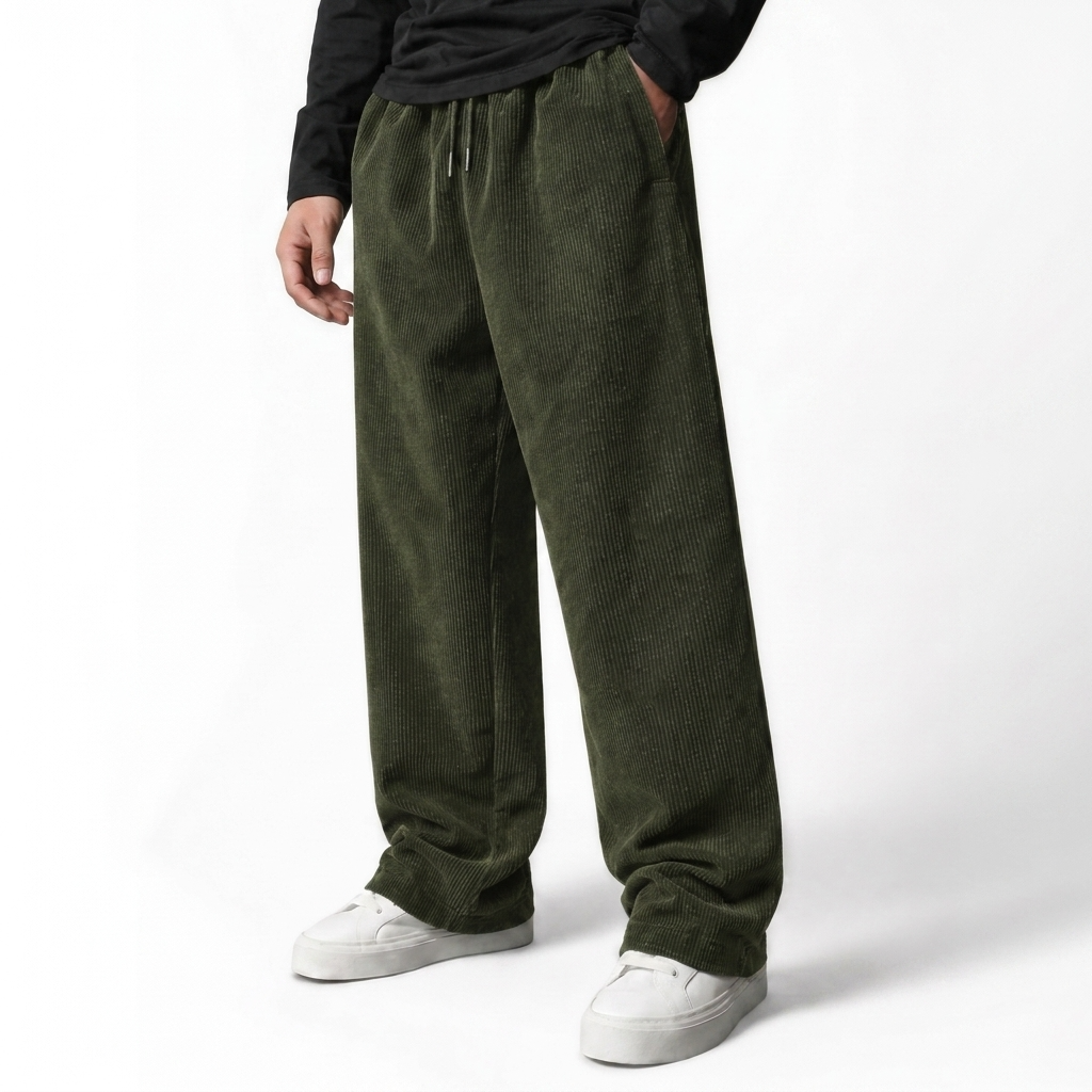 Celana Panjang Loose Baggy Corduroy Hijau Army