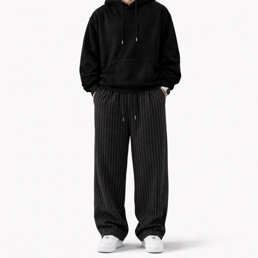 Celana Panjang Loose Baggy Stripe Hitam