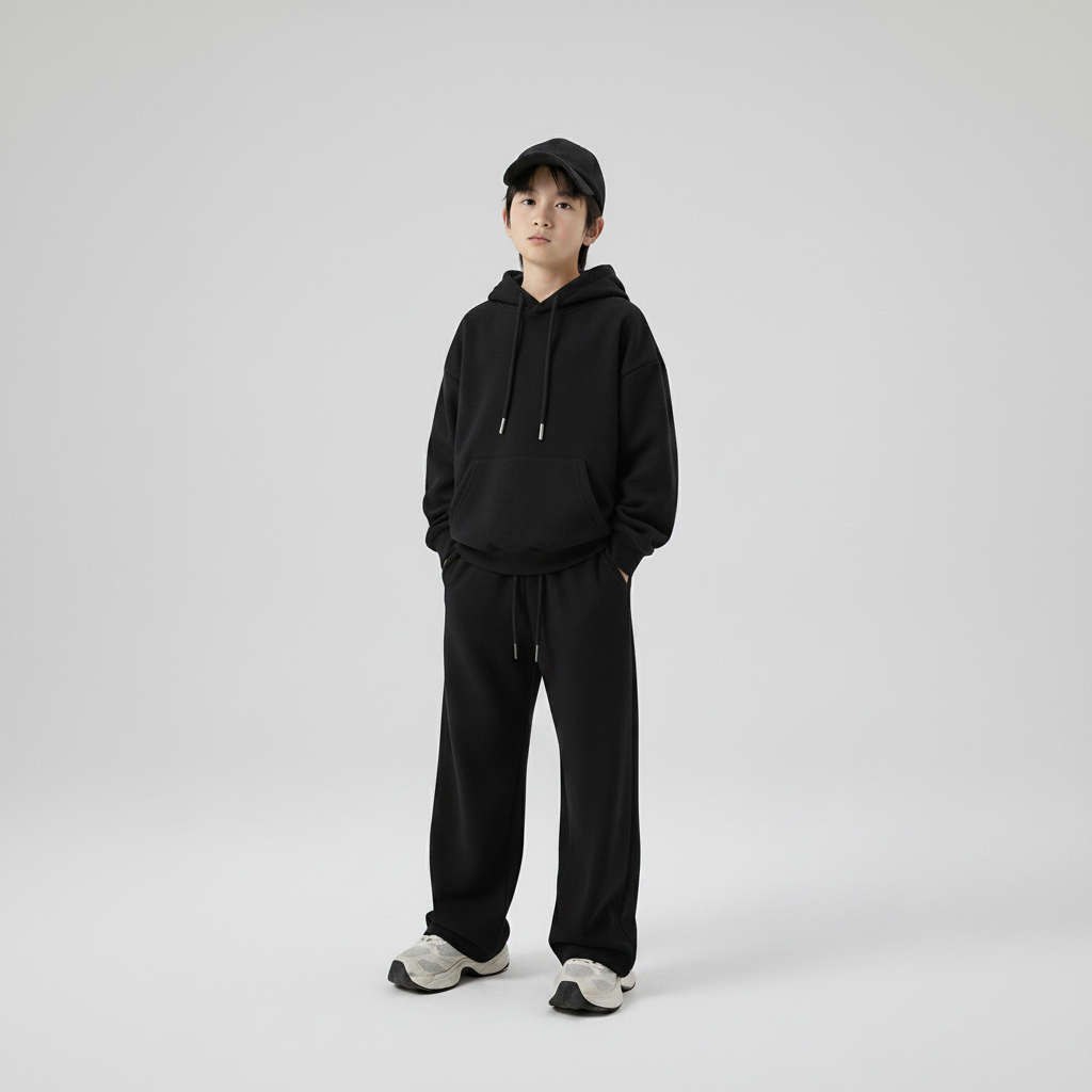 Celana Sweatpants Loose Baggy Anak Fleece hitam