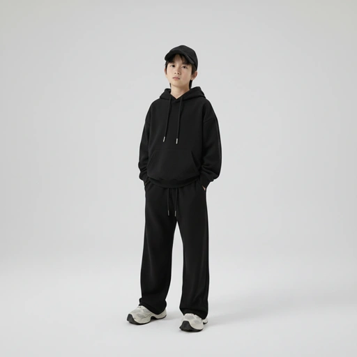 Celana Sweatpants Loose Baggy Anak Fleece hitam