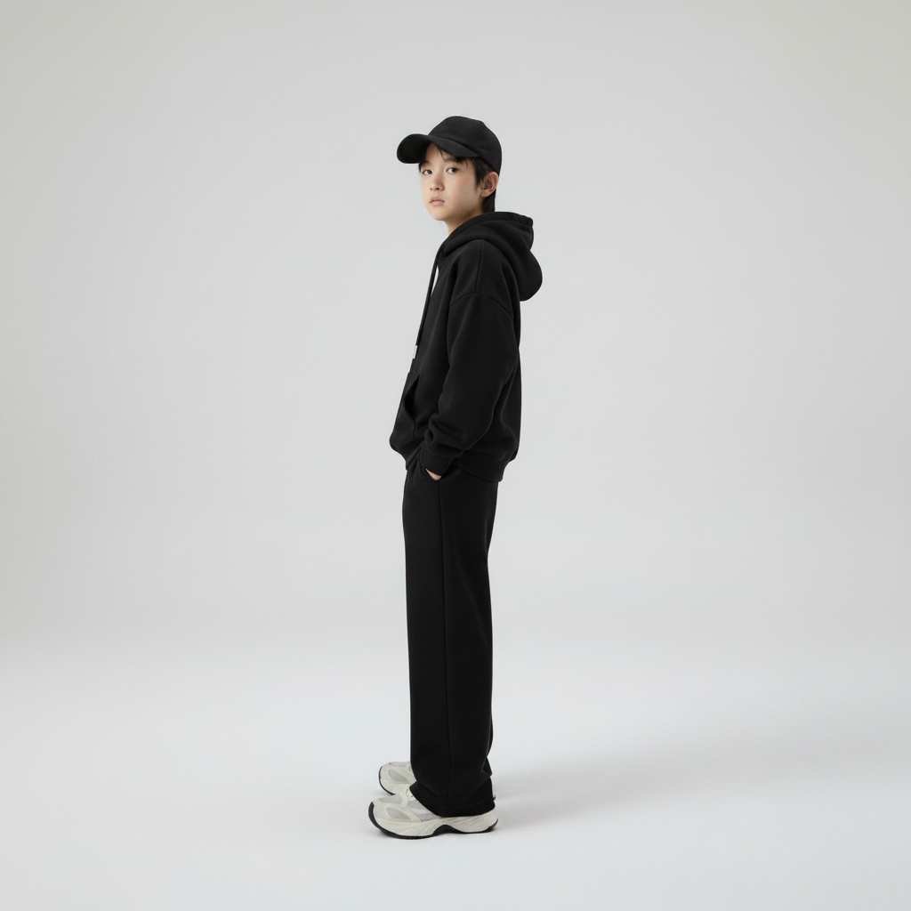 Celana Sweatpants Loose Baggy Anak Fleece hitam
