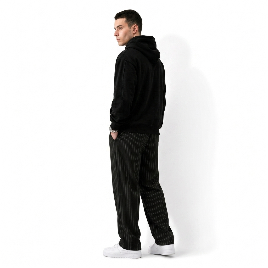Celana Panjang Loose Baggy Stripe Hitam