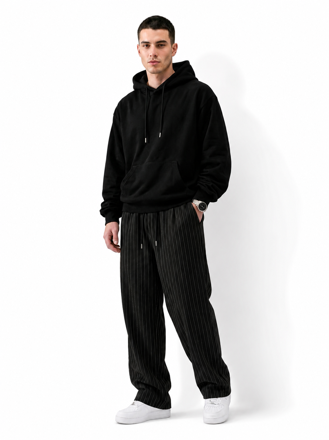 Celana Panjang Loose Baggy Stripe Hitam