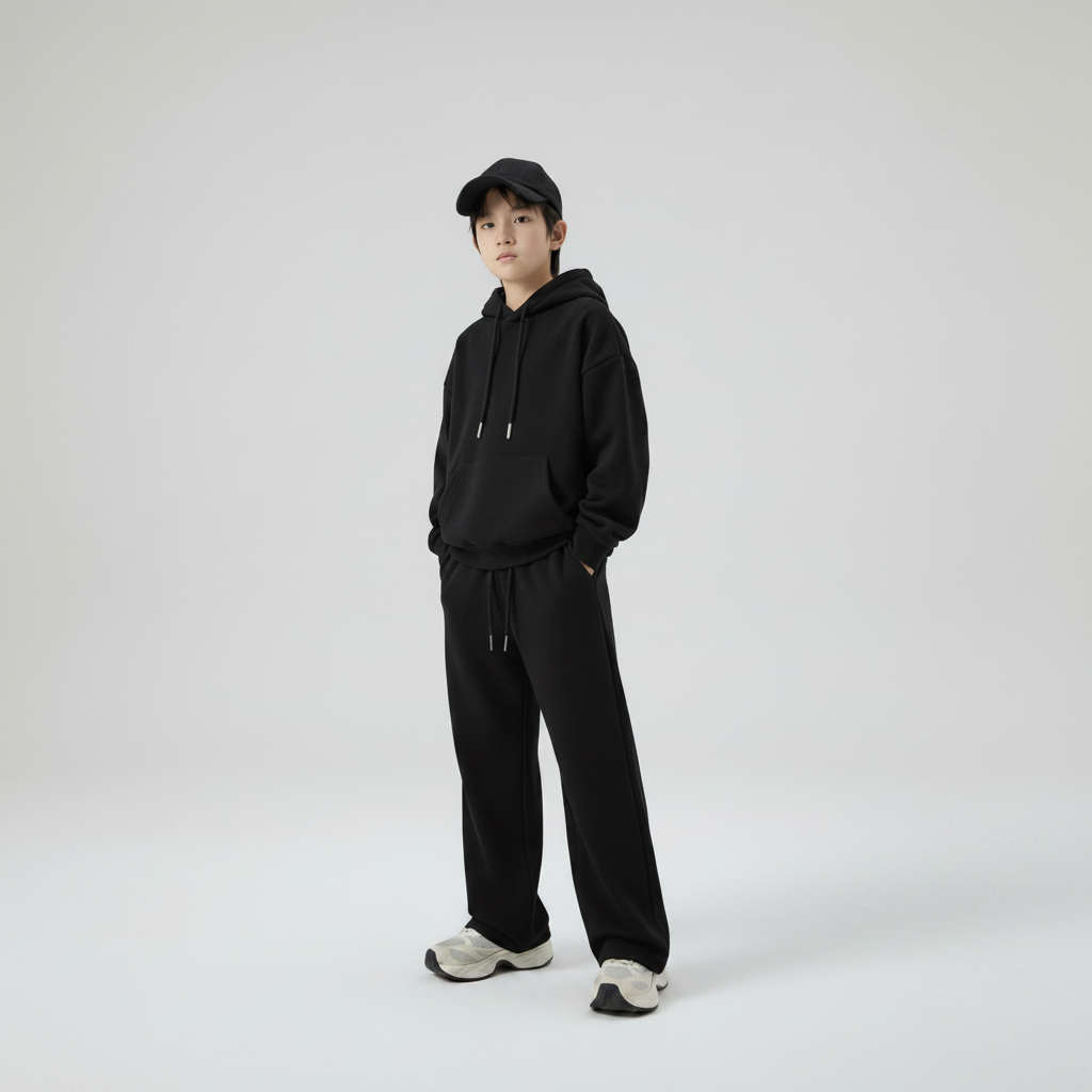 Celana Sweatpants Loose Baggy Anak Fleece hitam