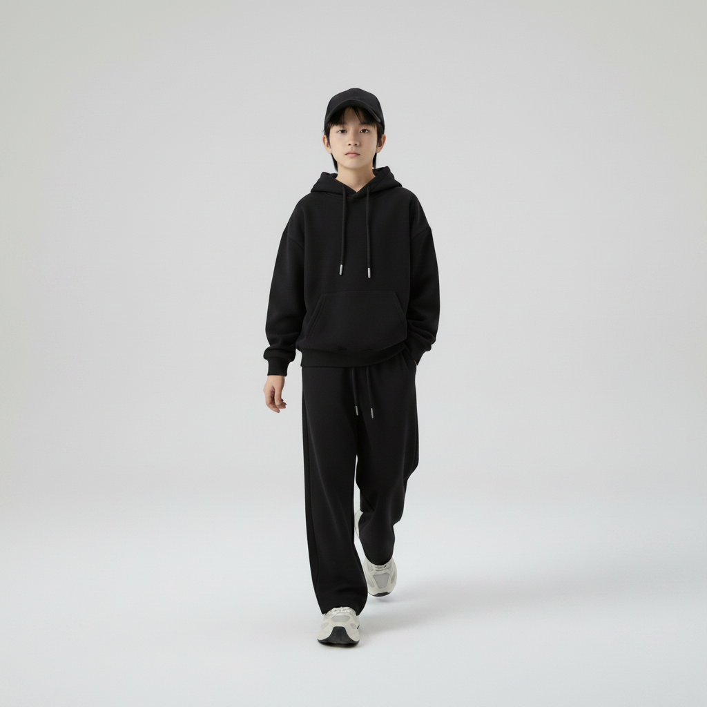 Celana Sweatpants Loose Baggy Anak Fleece hitam