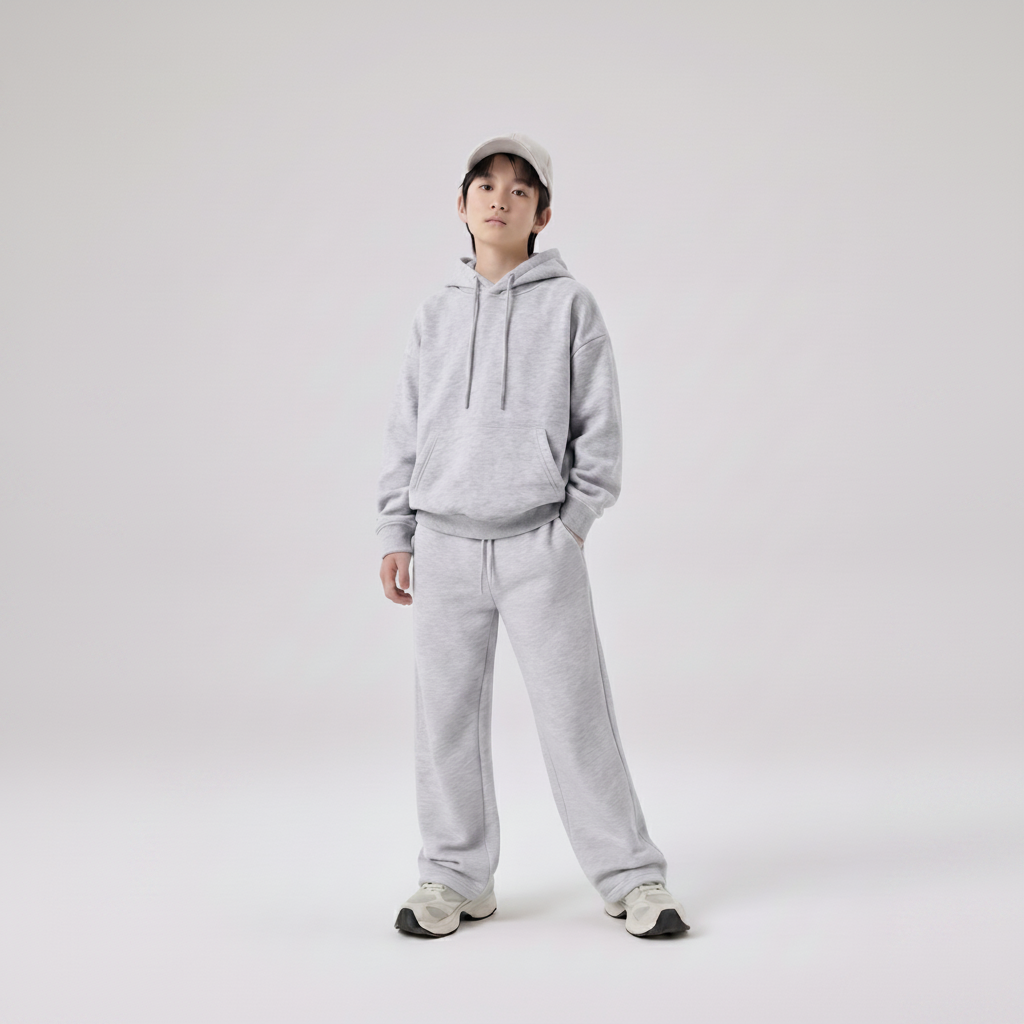 Celana Sweatpants Loose Baggy Anak Fleece Abu Misty