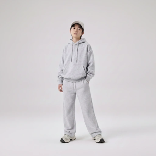 Celana Sweatpants Loose Baggy Anak Fleece Abu Misty