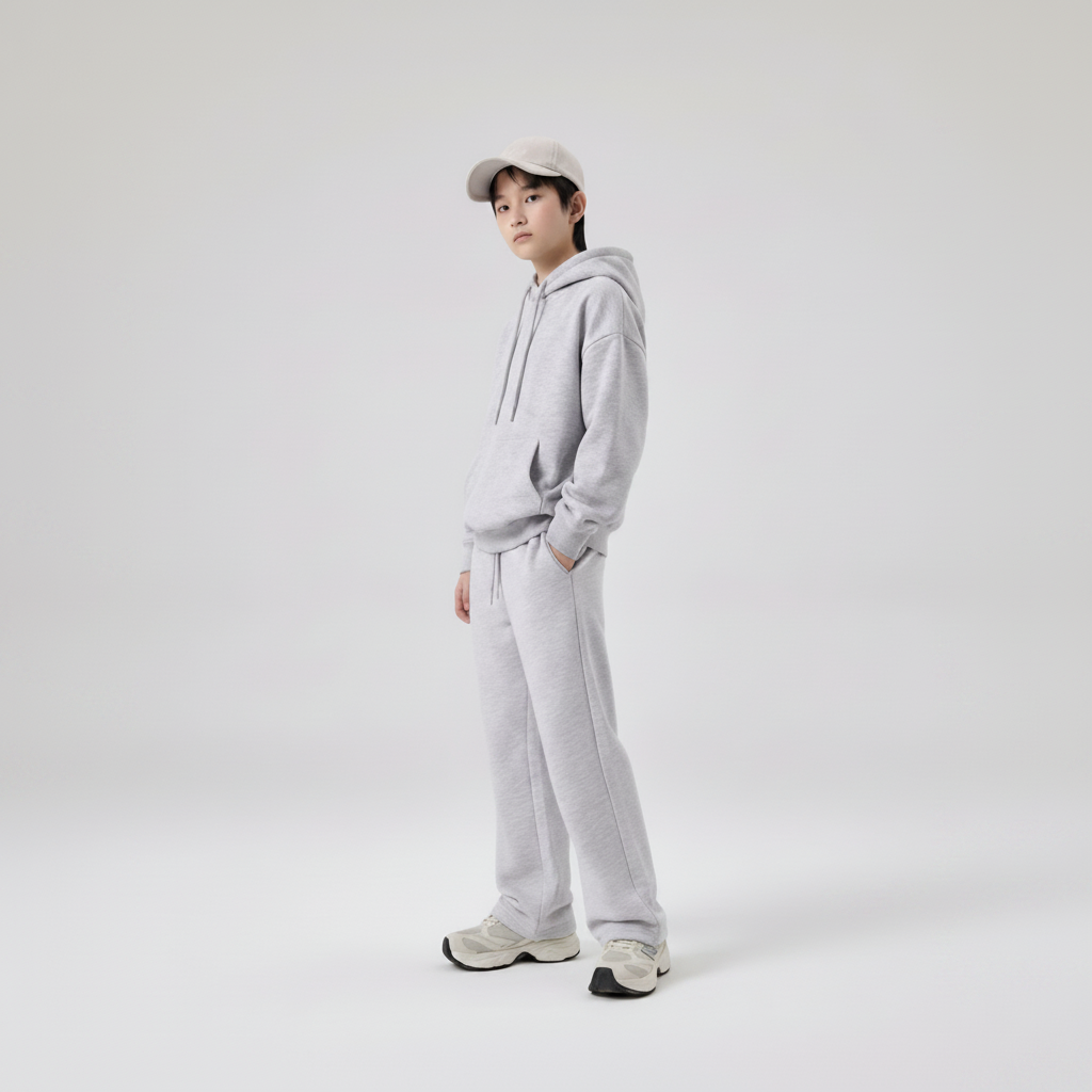 Celana Sweatpants Loose Baggy Anak Fleece Abu Misty