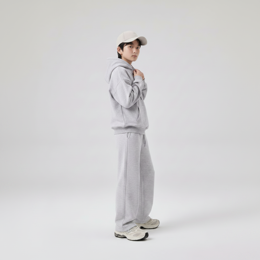 Celana Sweatpants Loose Baggy Anak Fleece Abu Misty