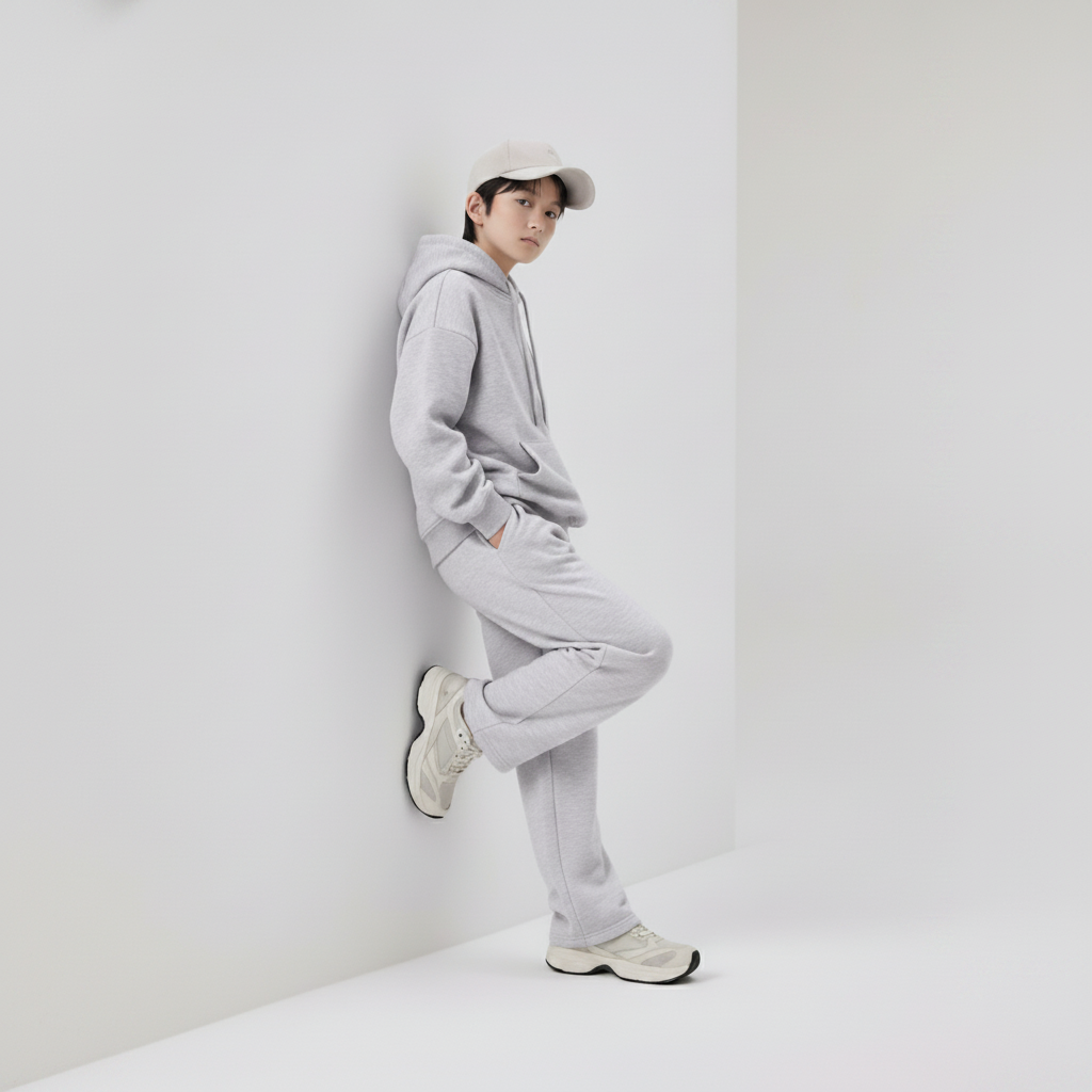 Celana Sweatpants Loose Baggy Anak Fleece Abu Misty