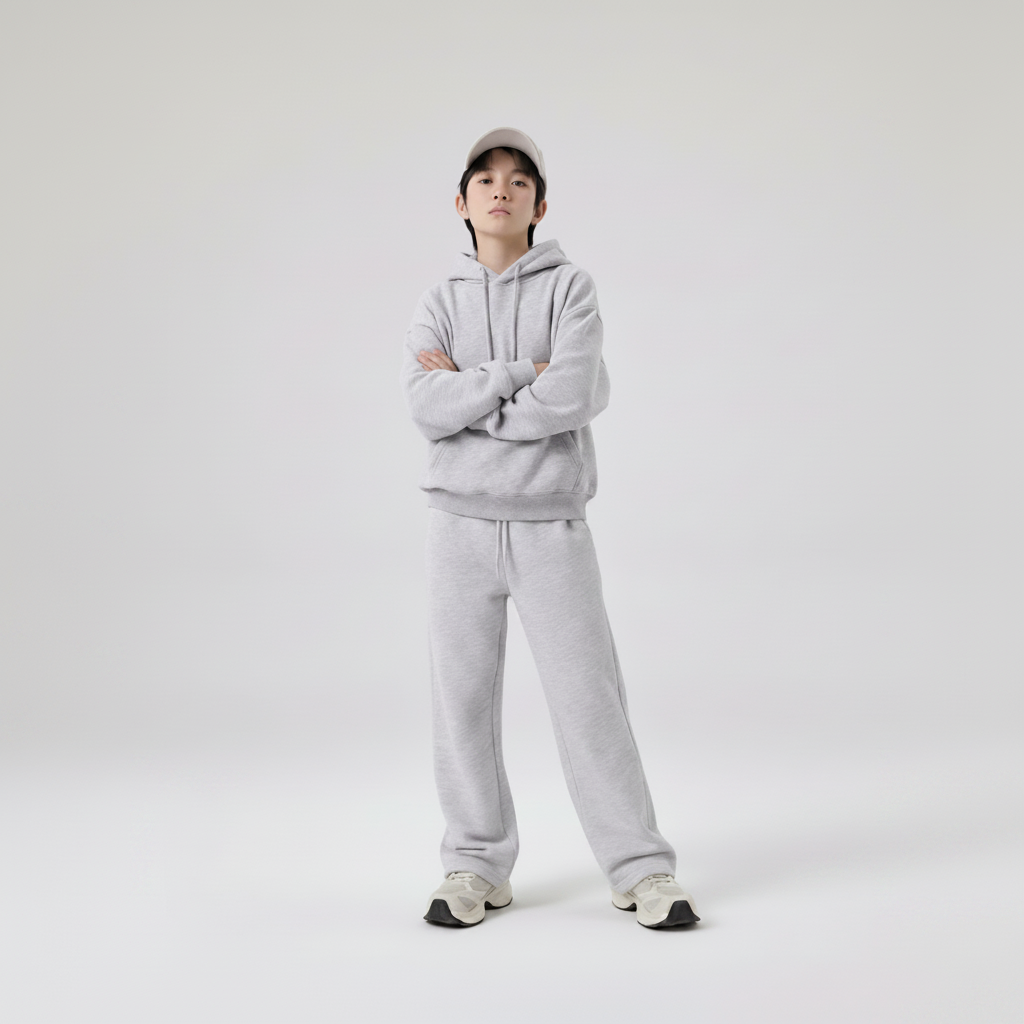 Celana Sweatpants Loose Baggy Anak Fleece Abu Misty