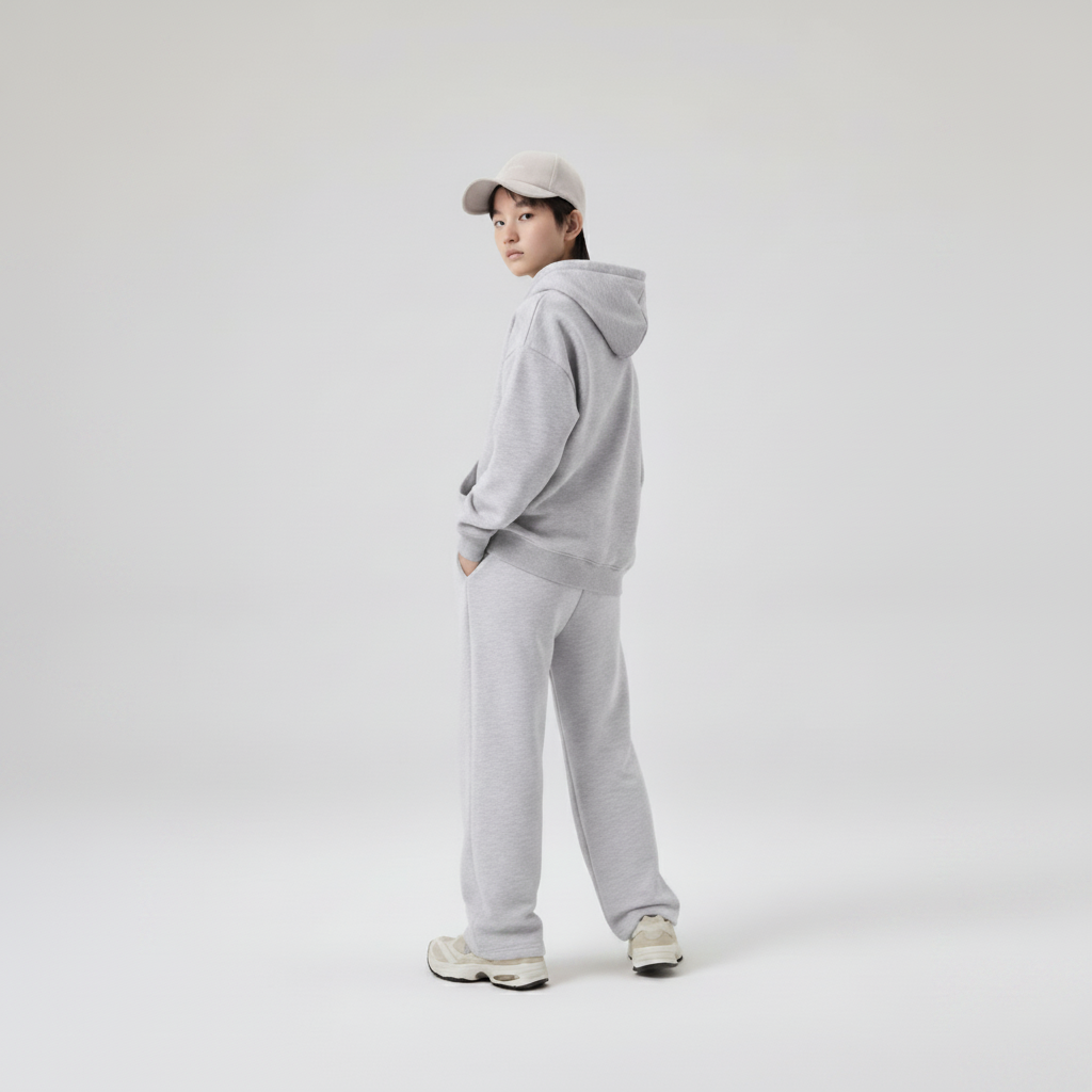 Celana Sweatpants Loose Baggy Anak Fleece Abu Misty