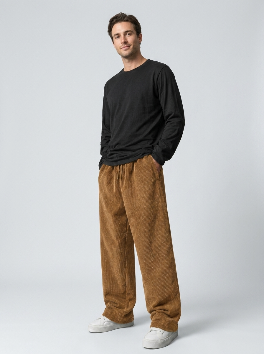 Celana Panjang Loose Baggy Corduroy Mocca