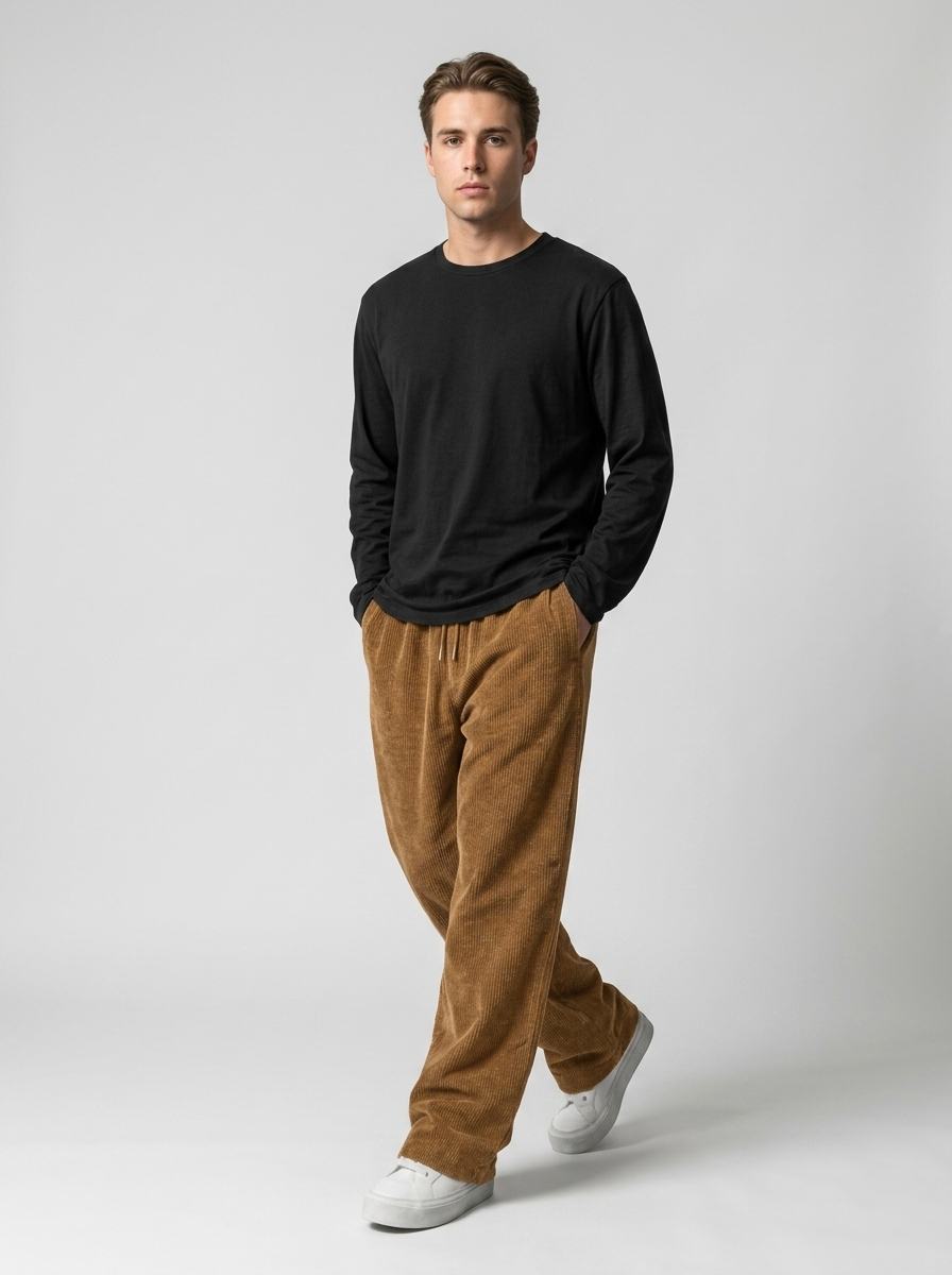 Celana Panjang Loose Baggy Corduroy Mocca