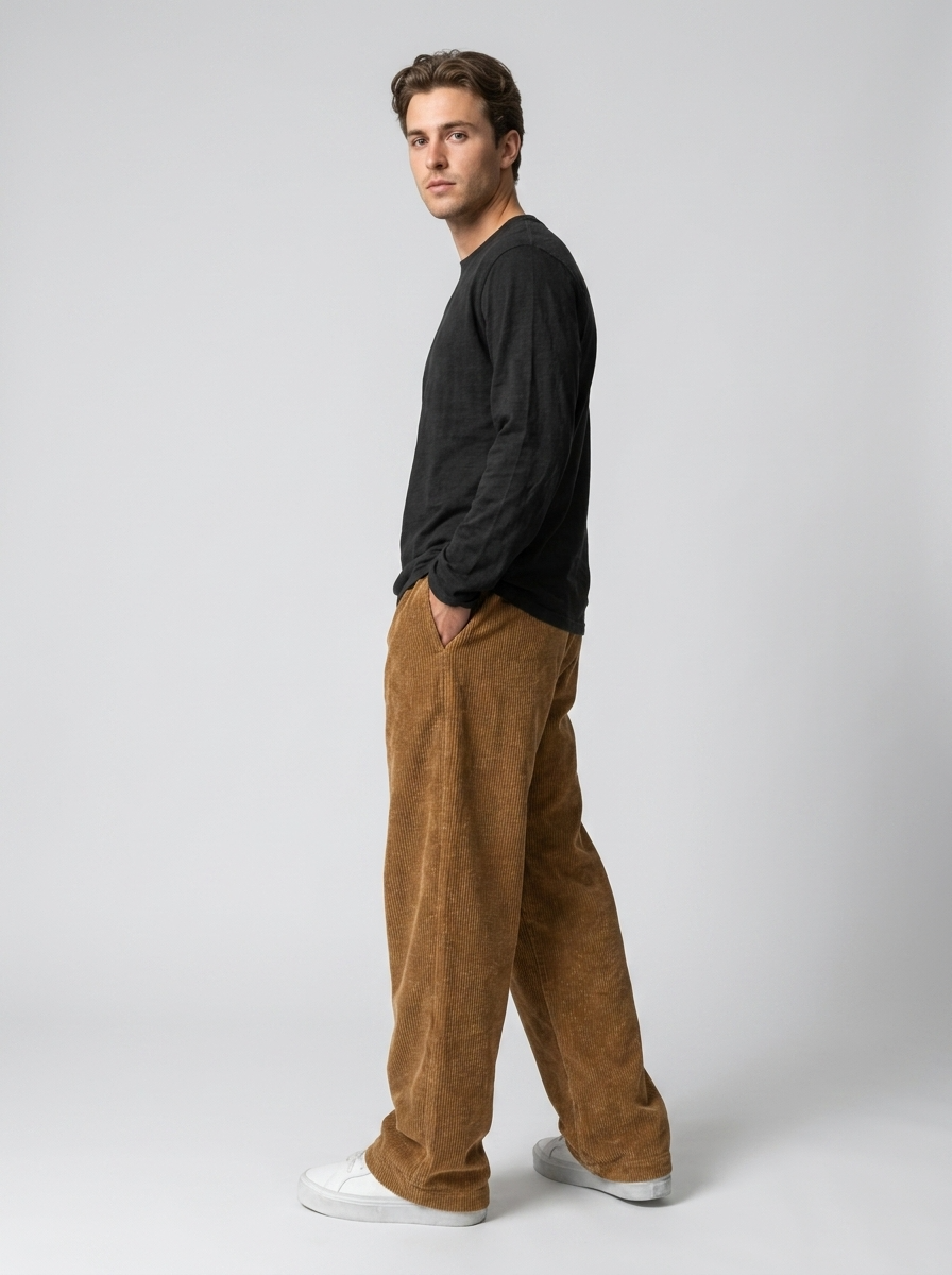Celana Panjang Loose Baggy Corduroy Mocca