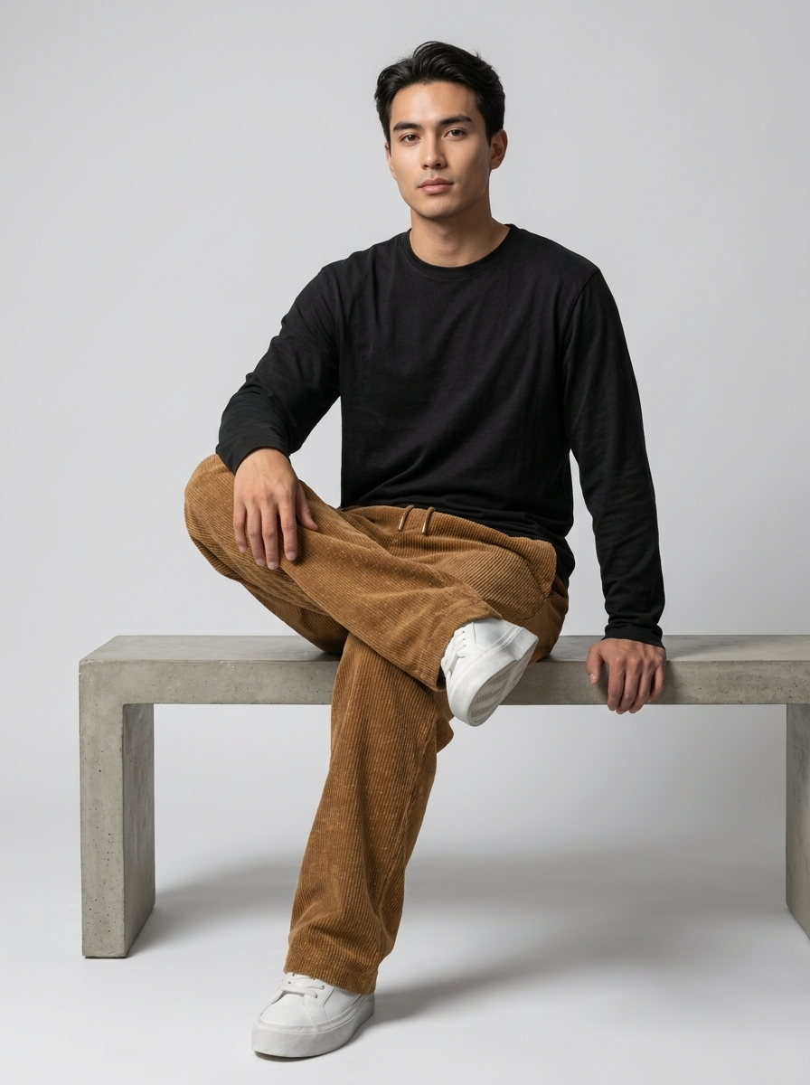 Celana Panjang Loose Baggy Corduroy Mocca