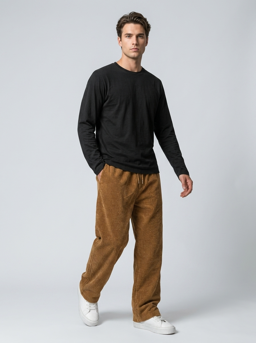 Celana Panjang Loose Baggy Corduroy Mocca