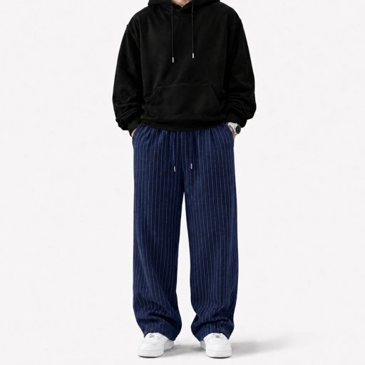 Celana Panjang Loose Baggy Stripe Navy