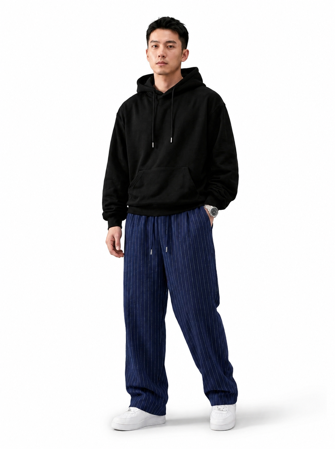 Celana Panjang Loose Baggy Stripe Navy