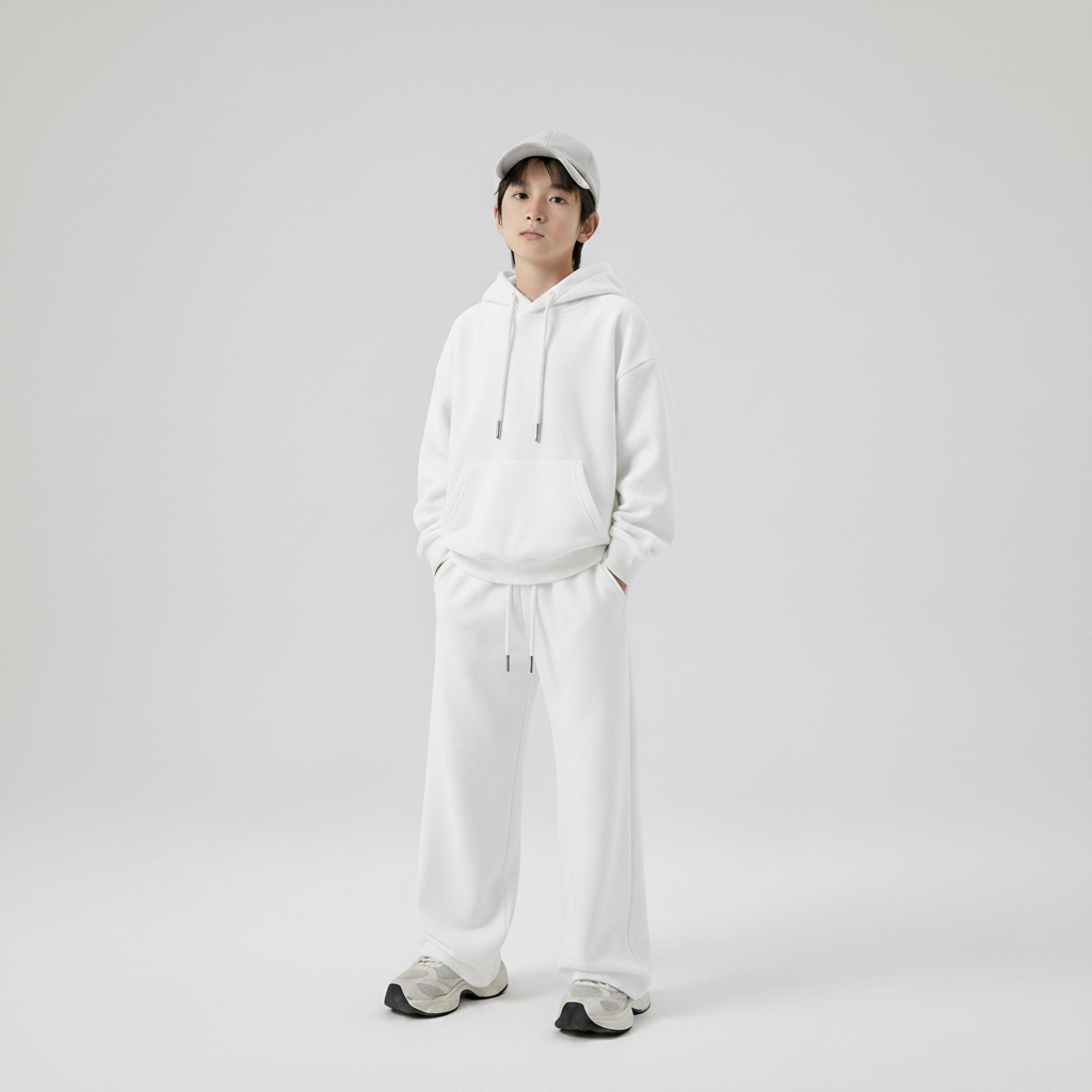 Celana Sweatpants Loose Baggy Anak Fleece Putih