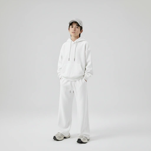 Celana Sweatpants Loose Baggy Anak Fleece Putih