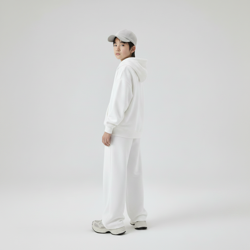 Celana Sweatpants Loose Baggy Anak Fleece Putih