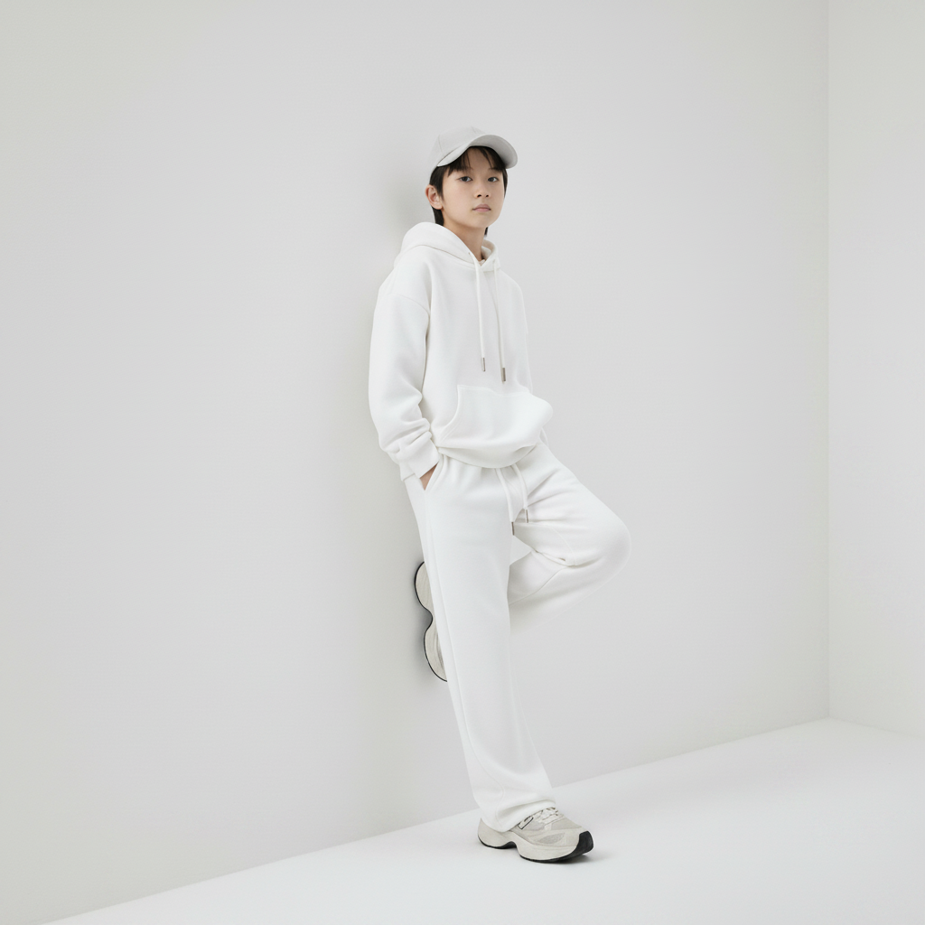 Celana Sweatpants Loose Baggy Anak Fleece Putih